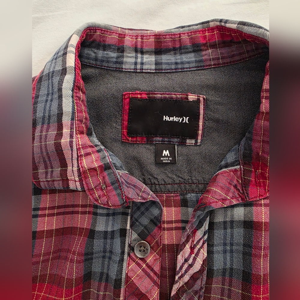 Hurley Men's Red Plaid Shirt